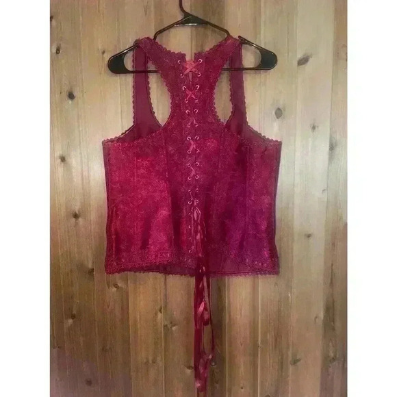 IColleltion Ruby Red Tye Up Womens Corset Size 42 - Picture 2 of 4